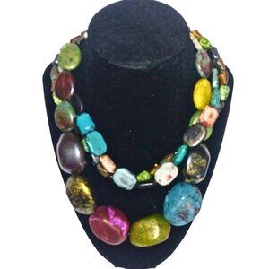 WOMEN'S NECKLACE THREE-STRAND STONE BOHEMIAN CHOKER